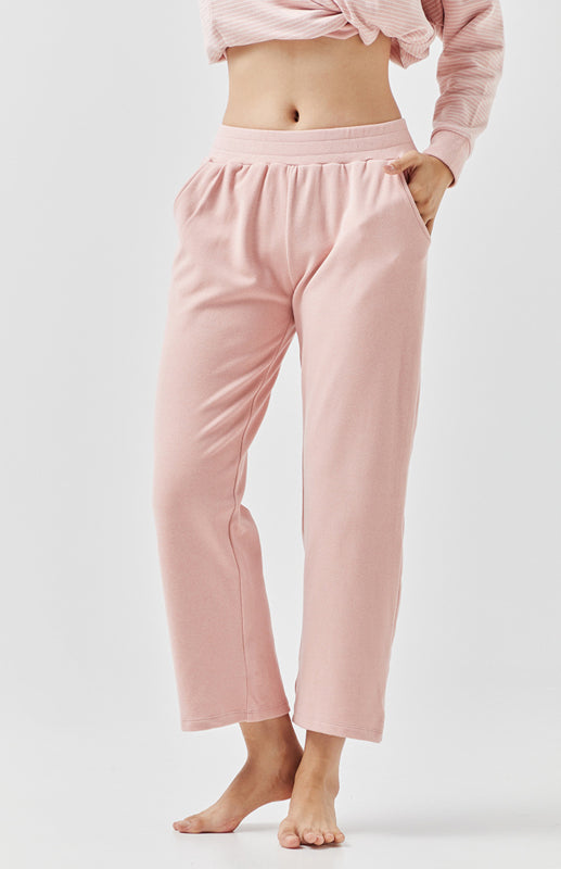 Women'S Solid Color Insert Pocket Straight Pajama Pants