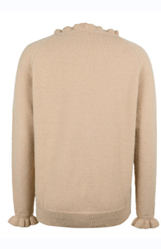 Autumn And Winter New Sweater Wooden Ear Button Sweater Blouse/N