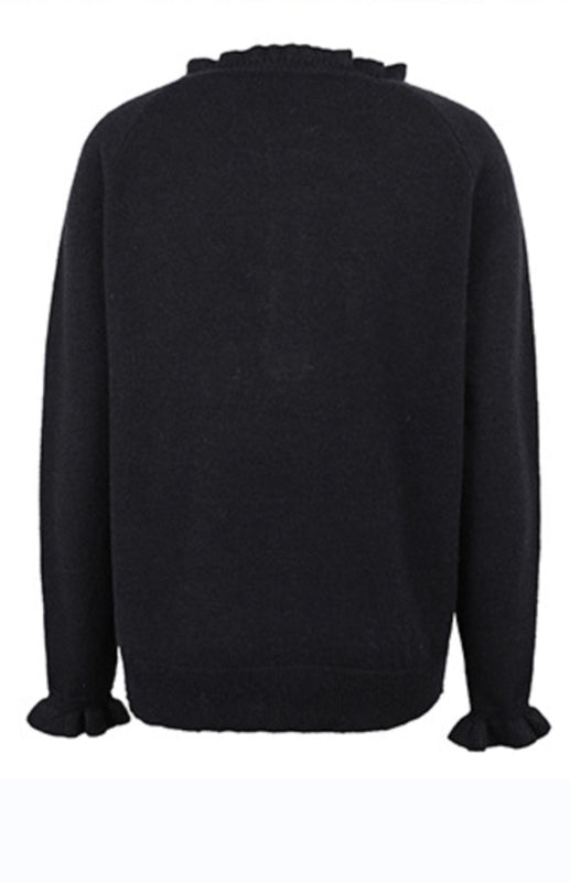 Autumn And Winter New Sweater Wooden Ear Button Sweater Blouse/N