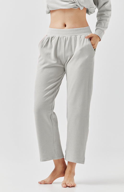 Women'S Solid Color Insert Pocket Straight Pajama Pants