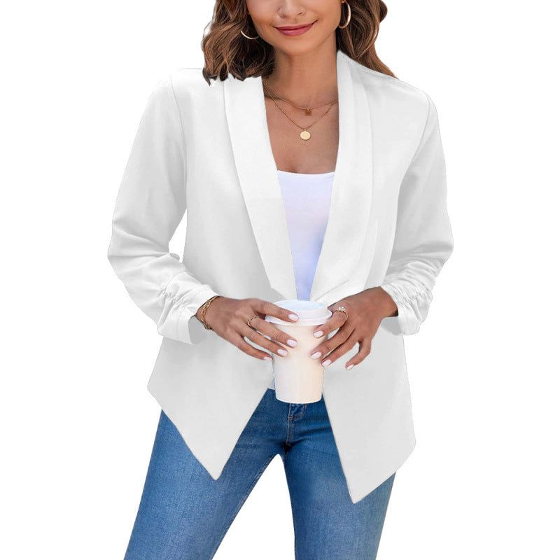 Women’s Solid Color Open Front Crop Blazer