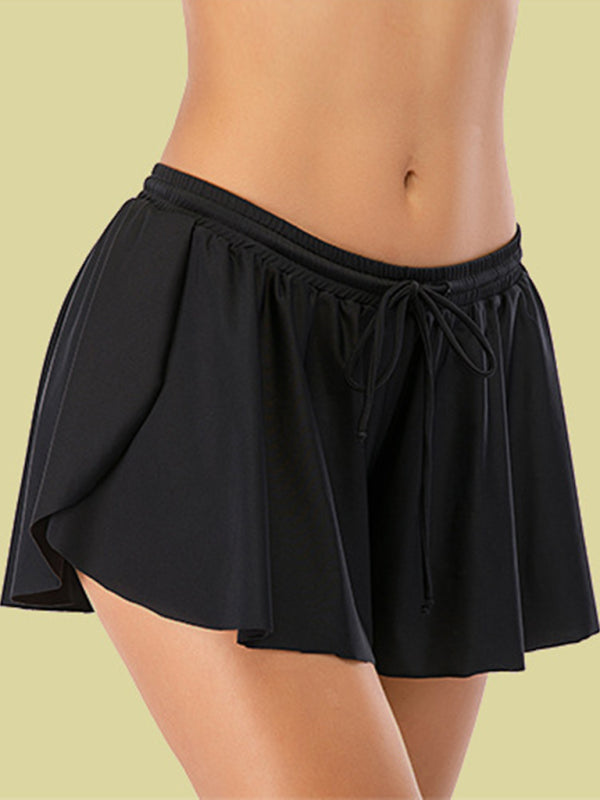 women's women's solid color swimming skirt with pleated cross-border swimming trunks