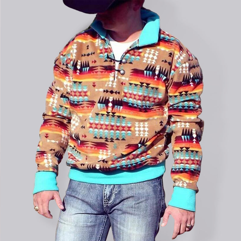 Men's Retro Geometric Print Sweatshirts