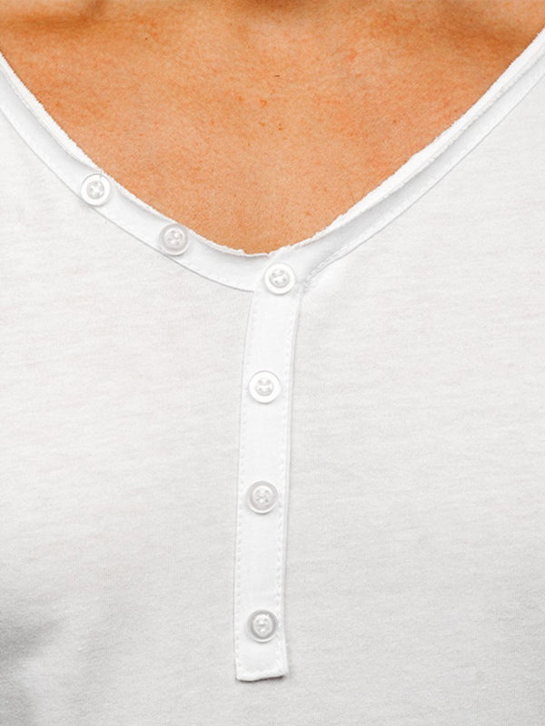 Men's Solid Color Sun Faded Slub Scallop Henley