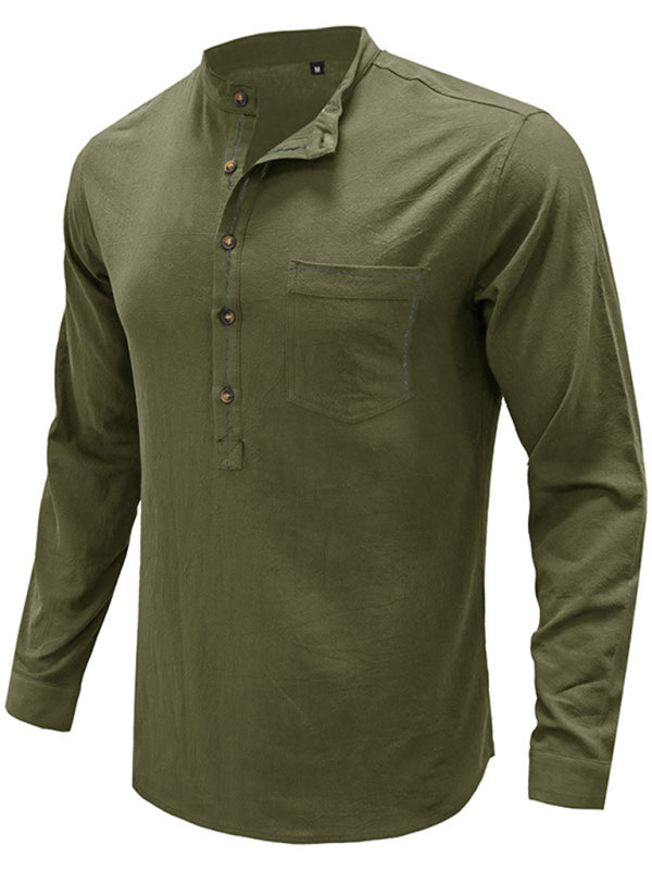 Men's Solid Color Defender Performance Long Sleeve Henley
