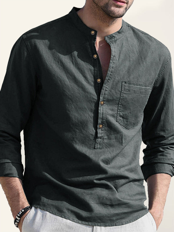 Men's Solid Color Defender Performance Long Sleeve Henley