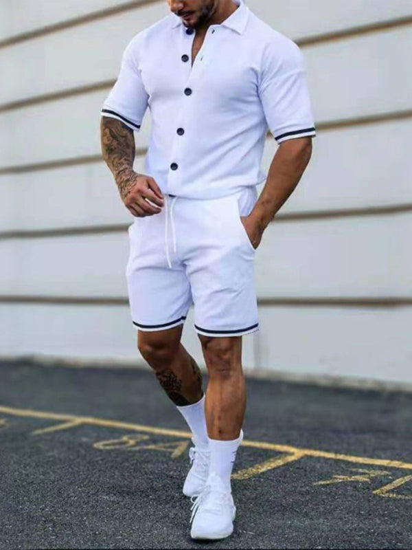 Men's Solid-Color Short-Sleeve Button-Down Shirt