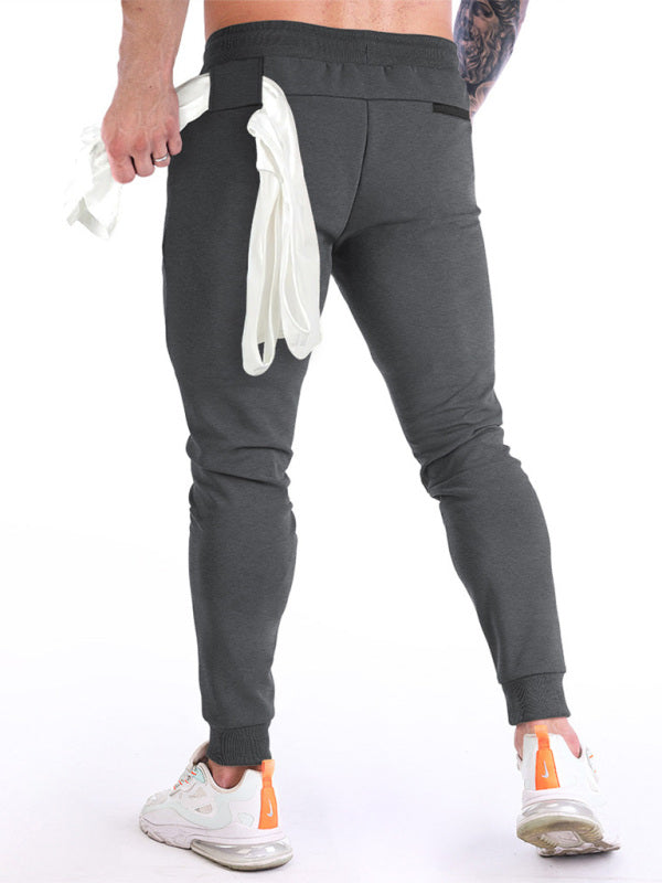 Men's Solid Color Fleece Cargo Pocket Joggers