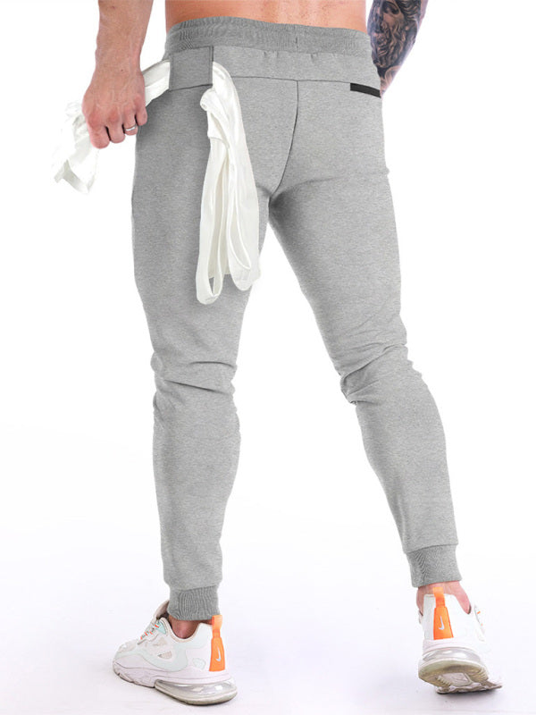 Men's Solid Color Fleece Cargo Pocket Joggers