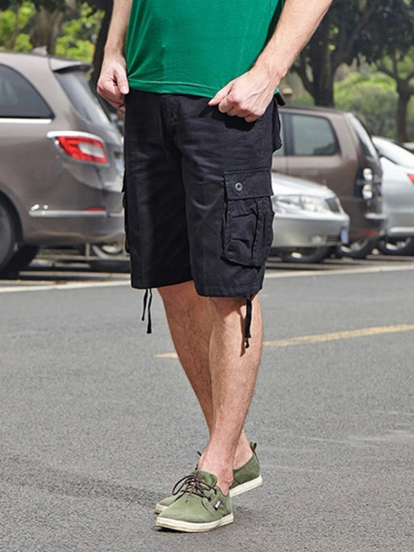 Men's Solid Color Cargo Shorts With Pockets