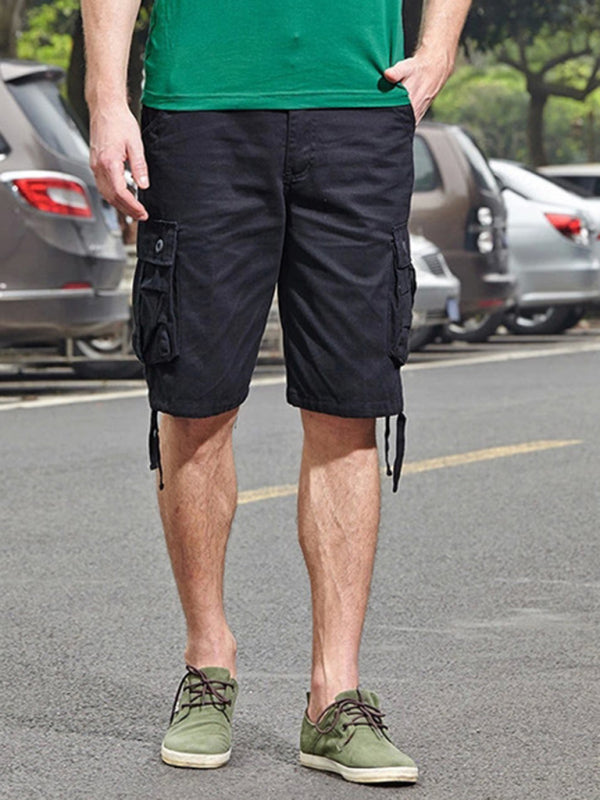 Men's Solid Color Cargo Shorts With Pockets