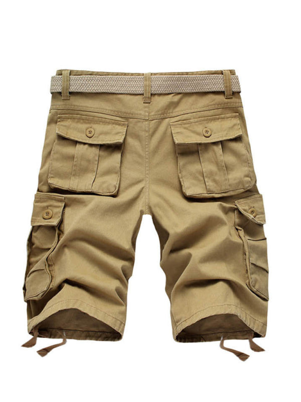 Men's Solid Color Cargo Shorts With Pockets