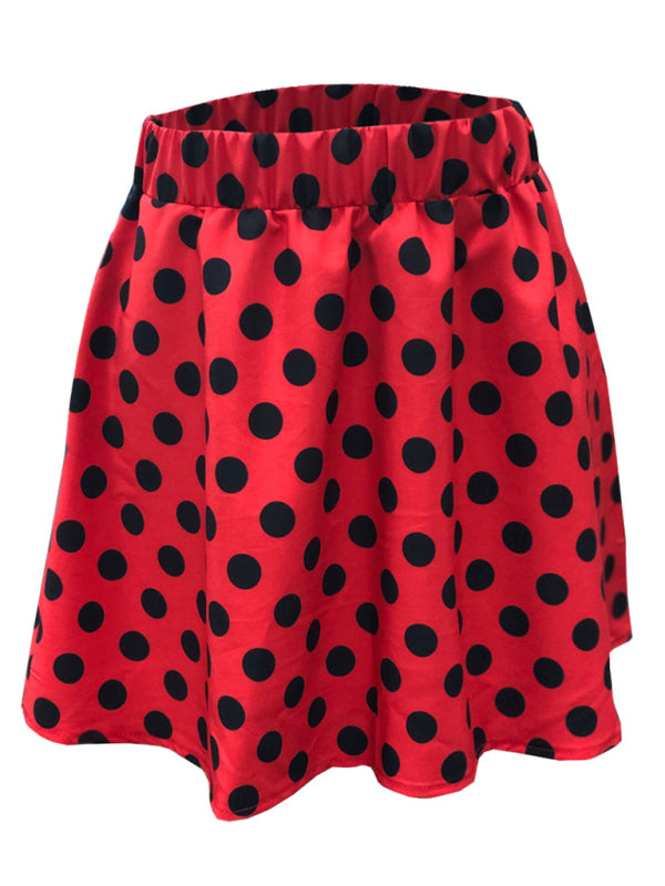 Women's Casual Printed Polka Dot Swing Skirt