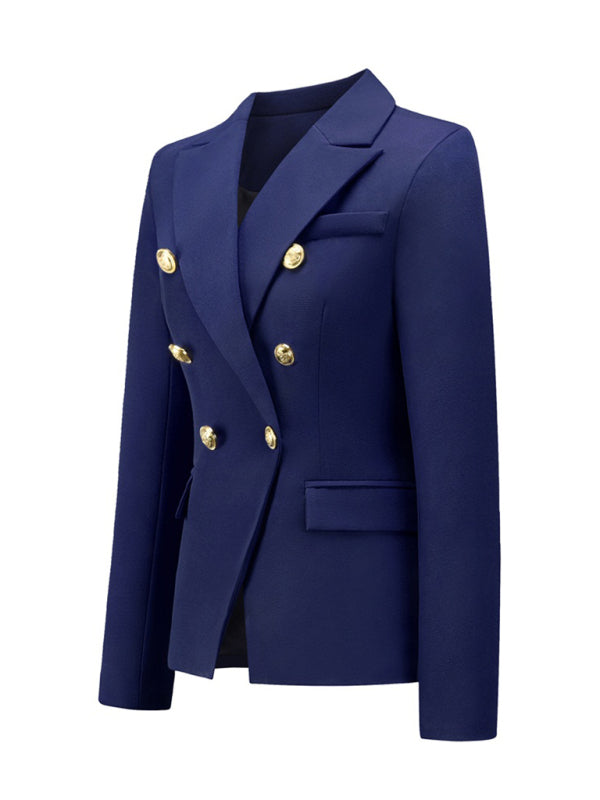 Women's fashion short double-breasted blazer