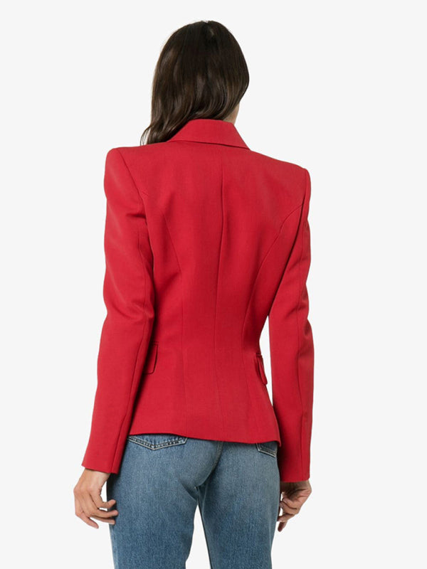 Women's fashion short double-breasted blazer