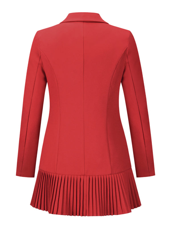 Women's double-breasted waist pleated dress