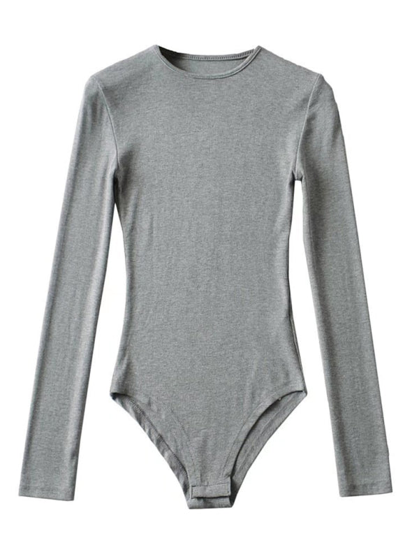 Women's new long-sleeved small neckline stretch Slim long-sleeved bottoming jumpsuit