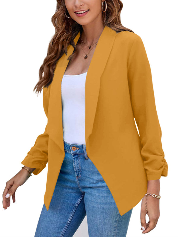 Women’s Solid Color Open Front Crop Blazer