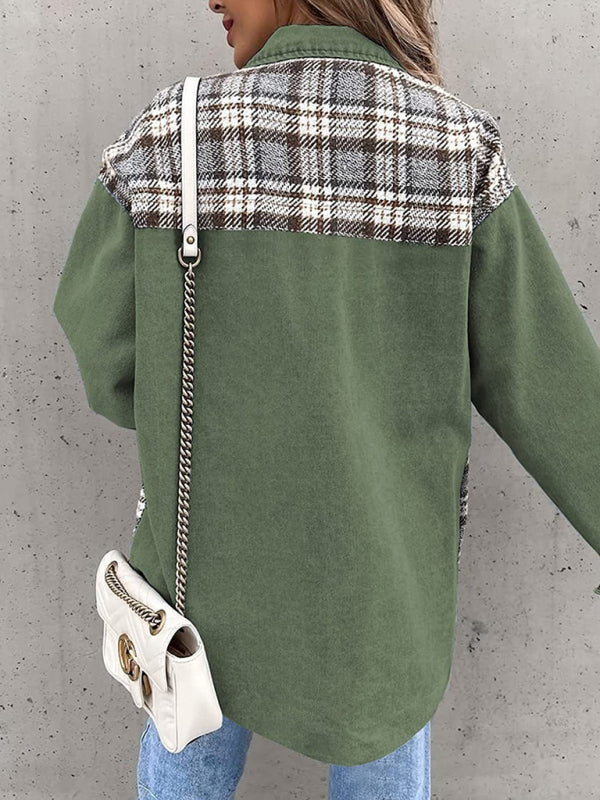 Women's Plaid Patchwork Denim Jacket
