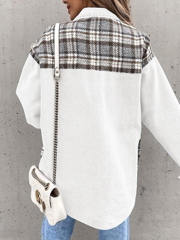 Women's Plaid Patchwork Denim Jacket