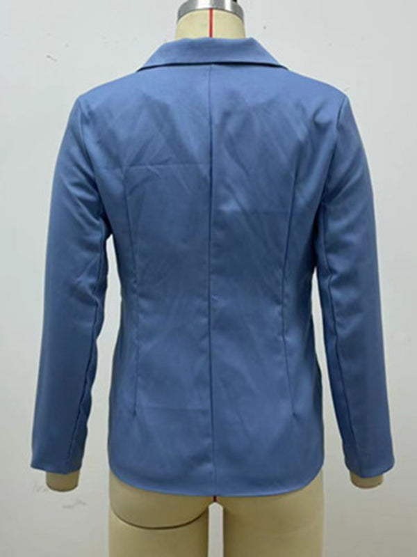 Women's Solid Color Double-breasted Blazer