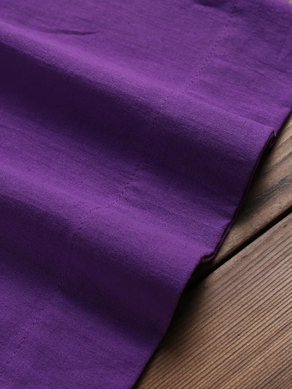 Women's solid color linen loose wide-leg pants