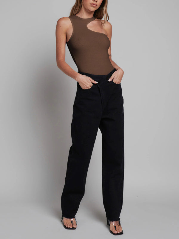 Women's Solid Color Essential Cutout Bodysuit