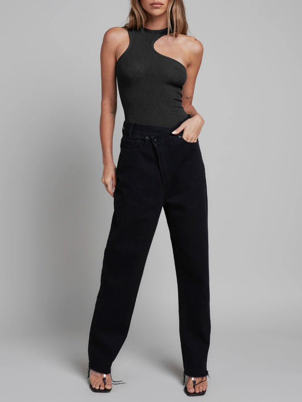 Women's Solid Color Essential Cutout Bodysuit