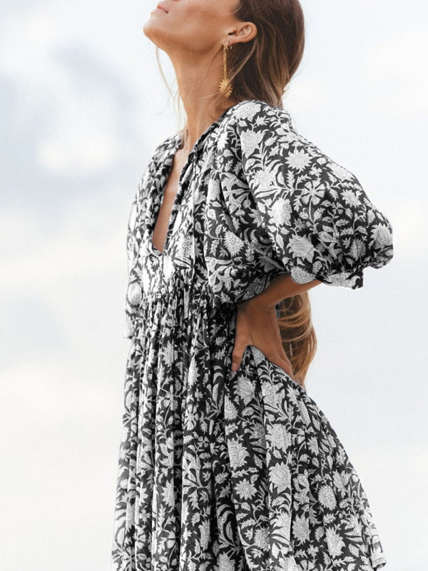Women's Floral Puff Sleeve Dress