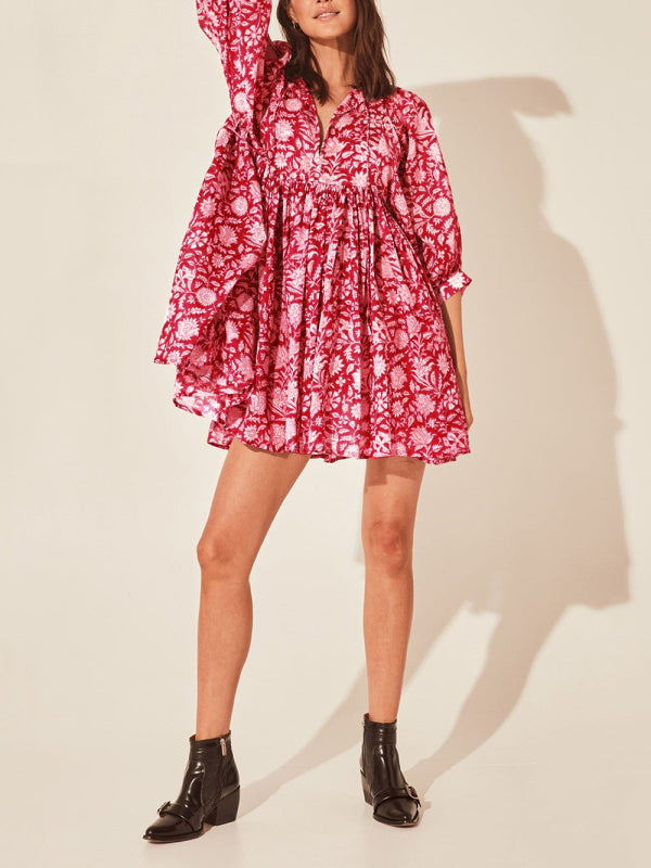 Women's Floral Puff Sleeve Dress