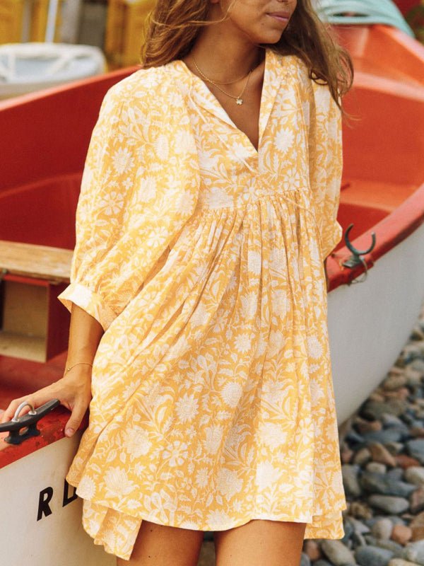 Women's Floral Puff Sleeve Dress