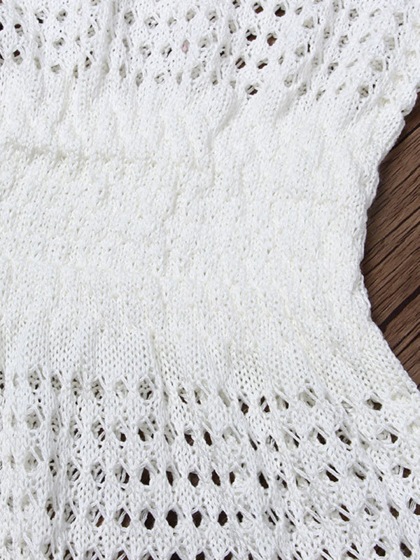 Women's Solid Color Open Knit Cover Up Dress