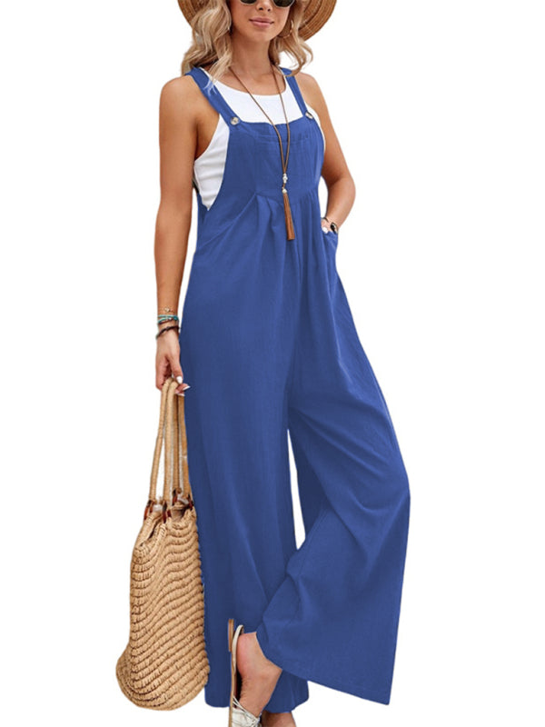Women's Solid Color Casual Bib Trousers