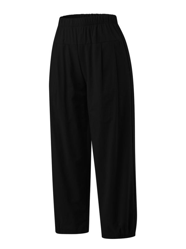 Women's Solid Color Crop Wide-leg Linen Pants