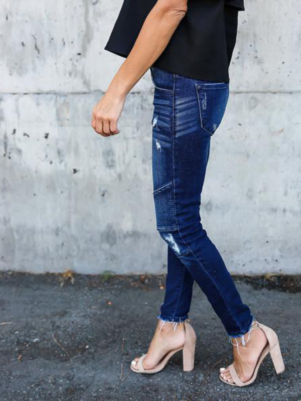 Women's Biker V2 Ripped Moto Skinny Jeans