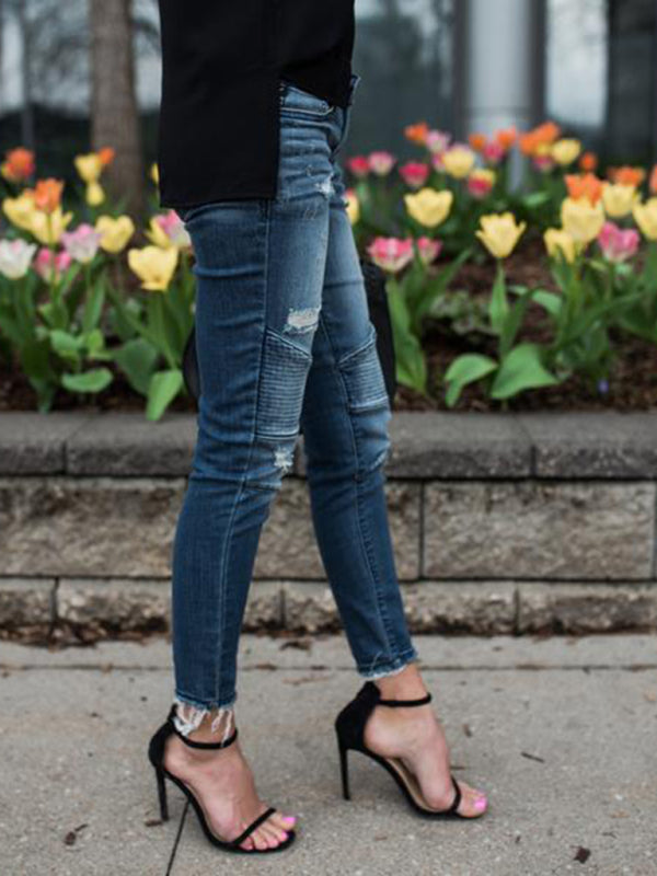 Women's Biker V2 Ripped Moto Skinny Jeans