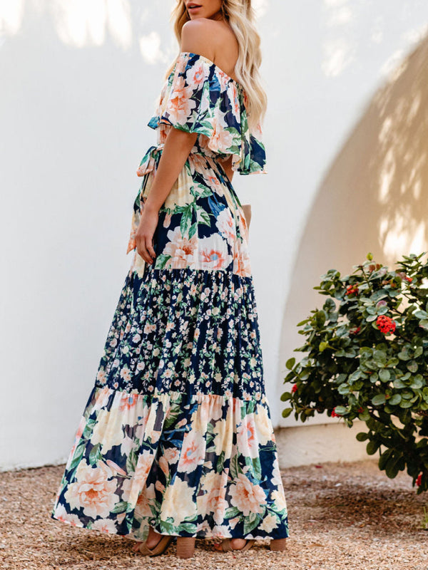 Women's Embroidered Floral Off-the-shoulder Maxi Dress