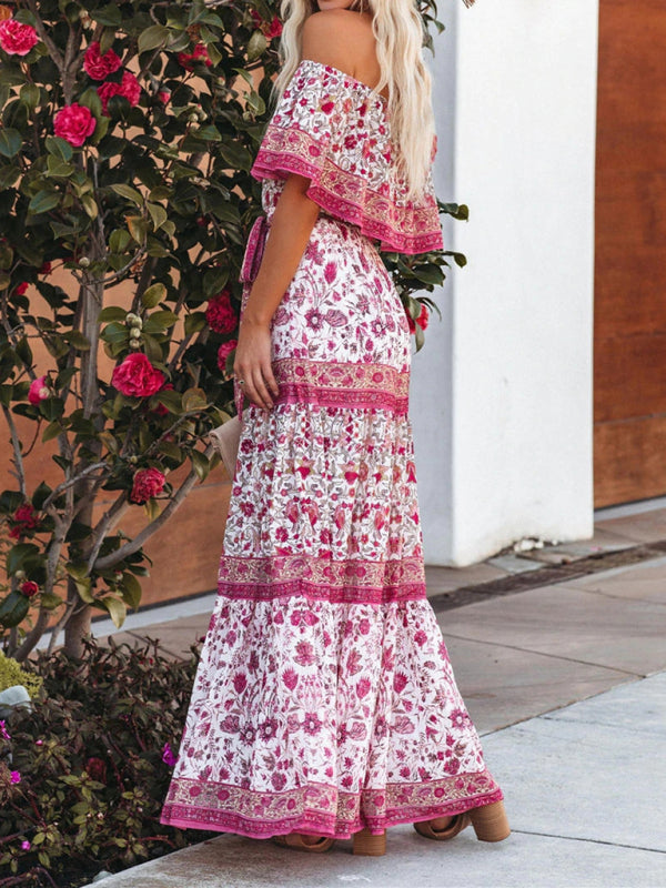 Women's Embroidered Floral Off-the-shoulder Maxi Dress