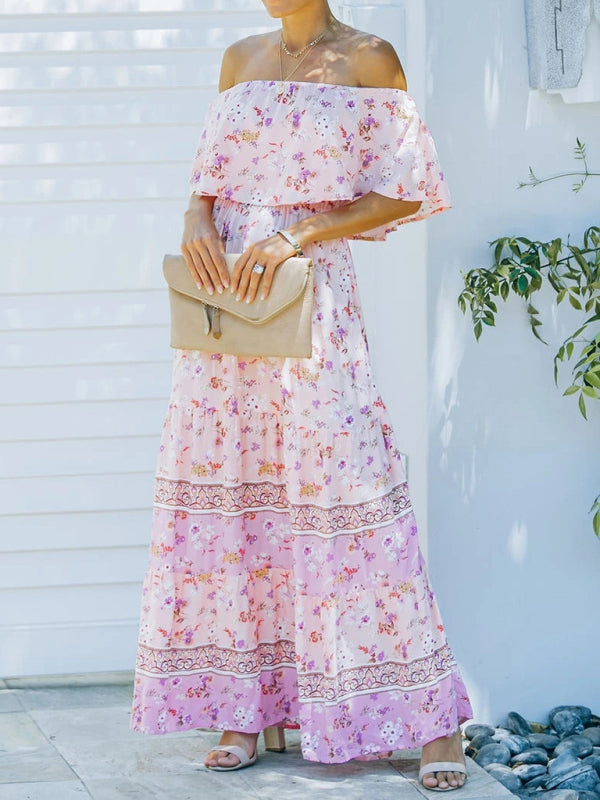 Women's Embroidered Floral Off-the-shoulder Maxi Dress