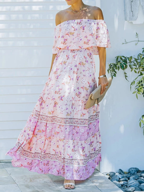 Women's Embroidered Floral Off-the-shoulder Maxi Dress