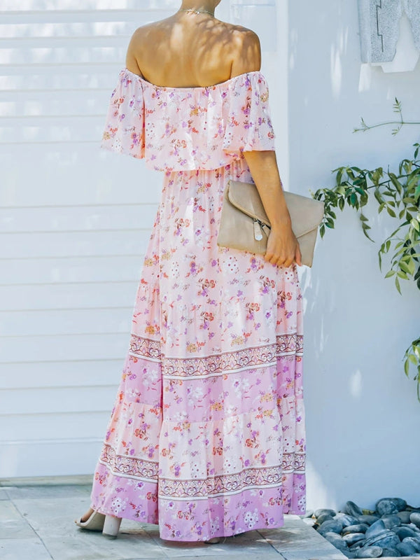 Women's Embroidered Floral Off-the-shoulder Maxi Dress
