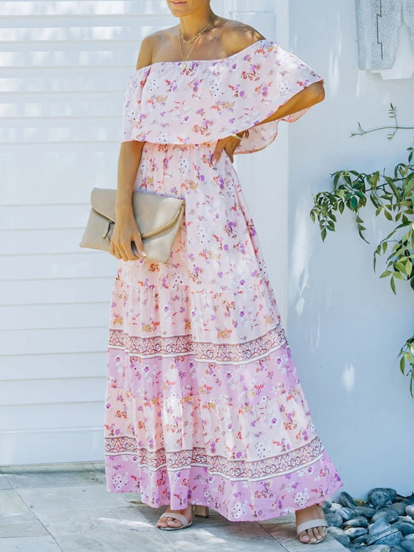 Women's Embroidered Floral Off-the-shoulder Maxi Dress