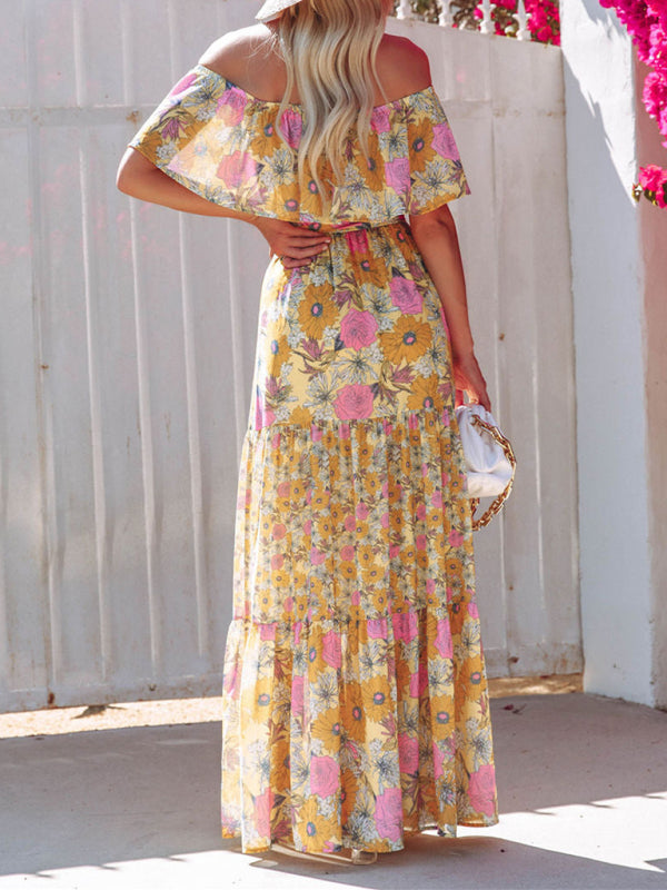 Women's Embroidered Floral Off-the-shoulder Maxi Dress