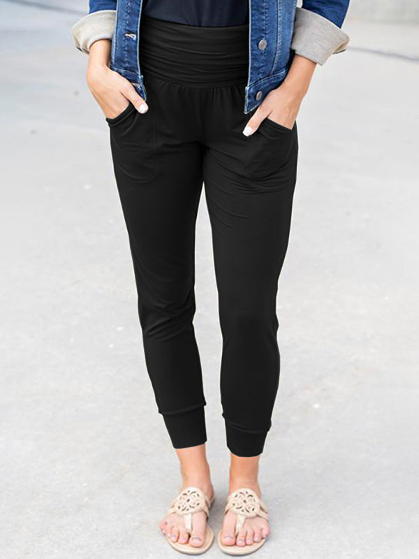 Women's Solid Color Casual Pocket Joggers