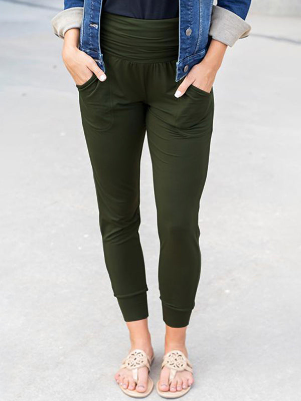 Women's Solid Color Casual Pocket Joggers