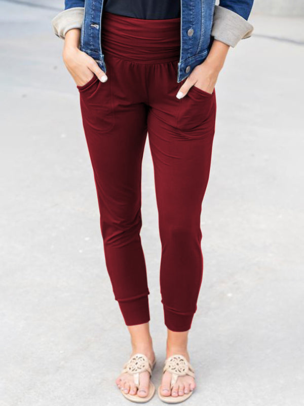 Women's Solid Color Casual Pocket Joggers