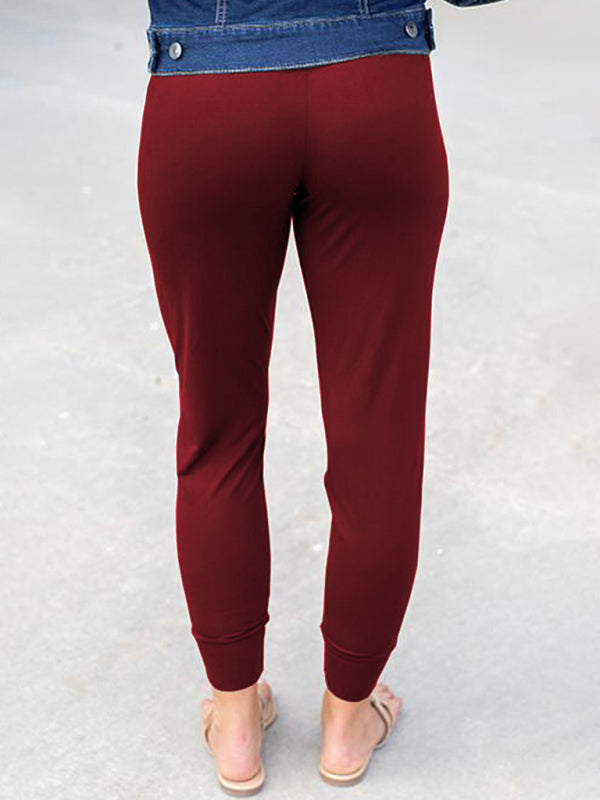 Women's Solid Color Casual Pocket Joggers