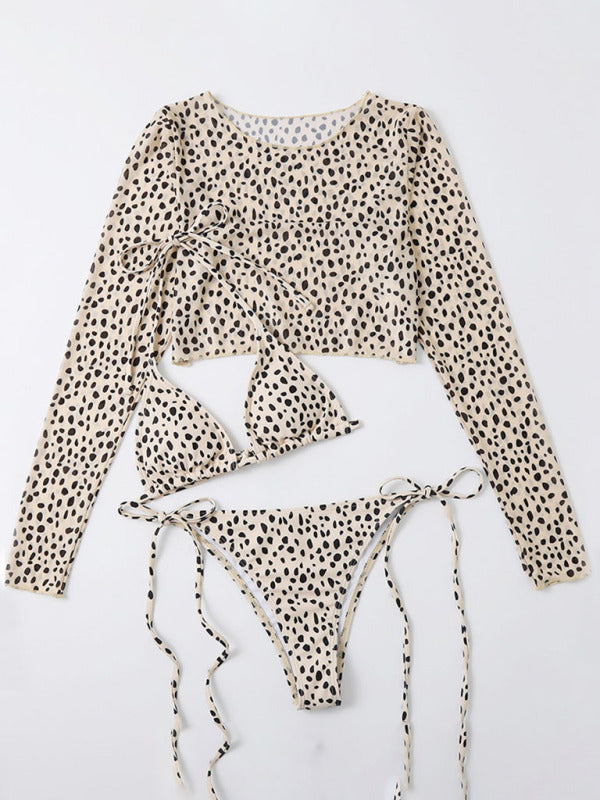 Women's Polka Dot Print Three Piece Bikini Sets