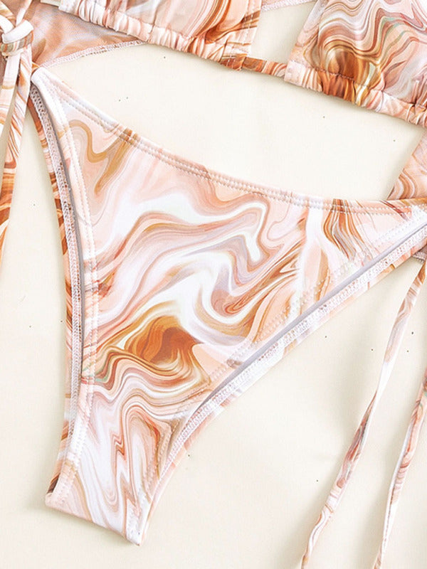 Women's Polka Dot Print Three Piece Bikini Sets
