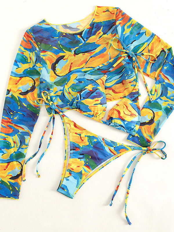 Women's Polka Dot Print Three Piece Bikini Sets